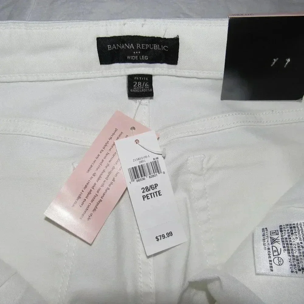 NWT BANANA REPUBLIC Wide Leg White Jeans Size 6P